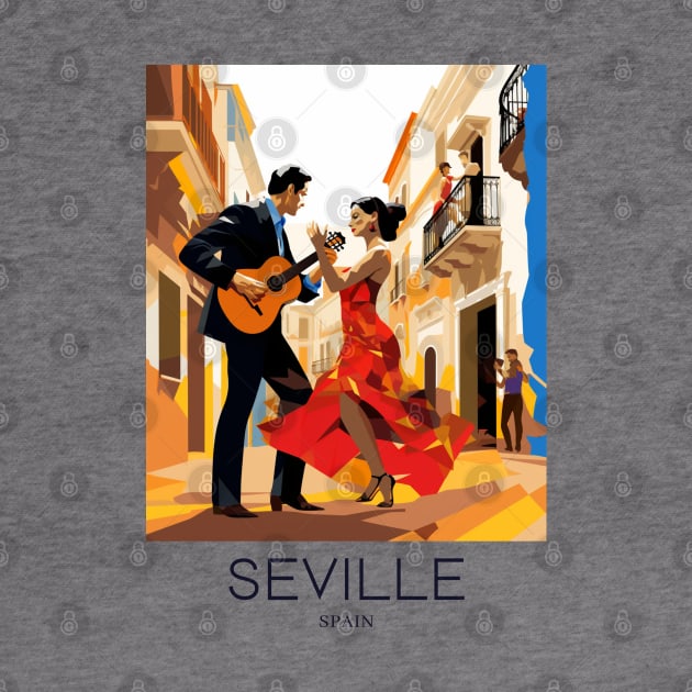 A Pop Art Travel Print of Seville - Spain by Studio Red Koala